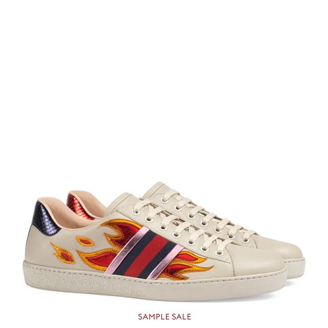 gucci ace flames white|Gucci ace shoes customer service.